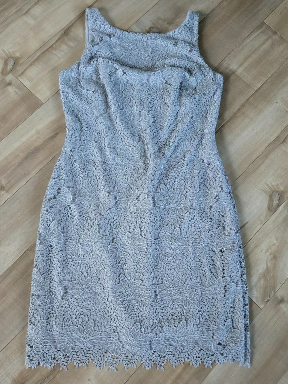 Lauren Ralph Lauren Metallic Silver Floral Lace Sheath Dress